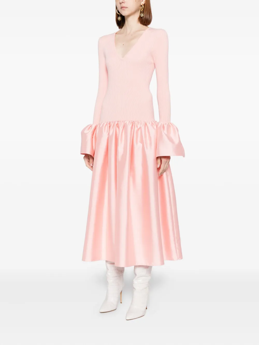 Cynthia Rowley Flared-sleeves Dress In Pink