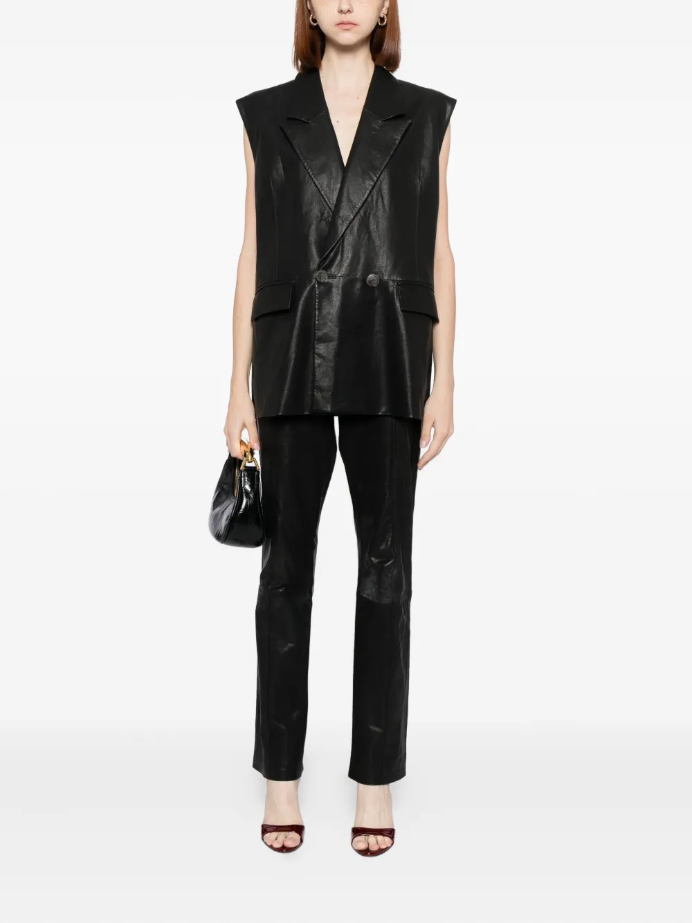 Cynthia Rowley Lola leren broek - Zwart