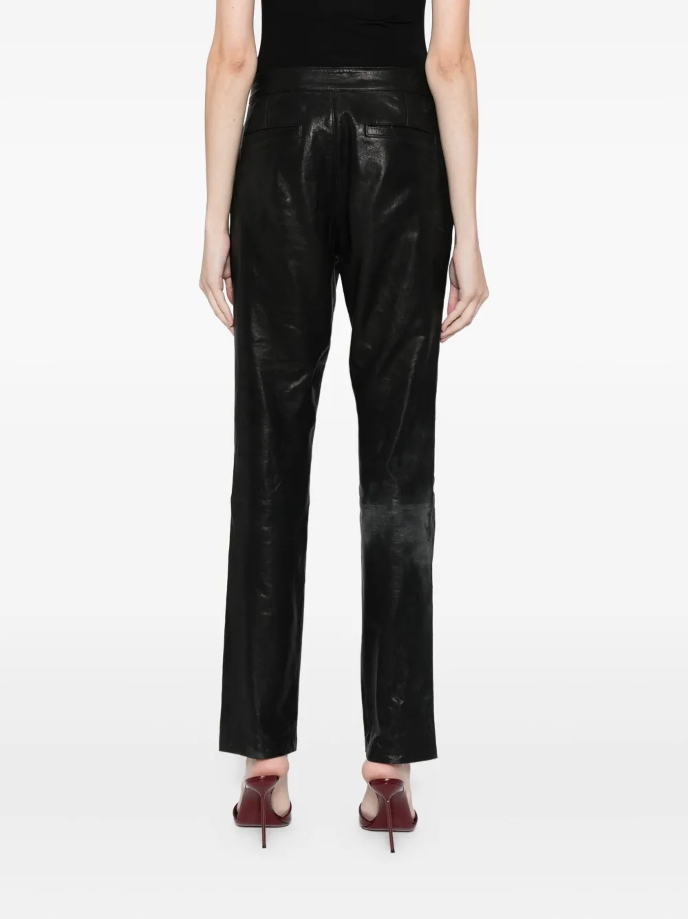 Cynthia Rowley Lola Leather Trosuers In Black