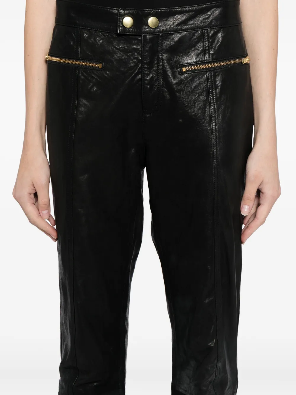 Cynthia Rowley Lola Leather Trosuers In Black