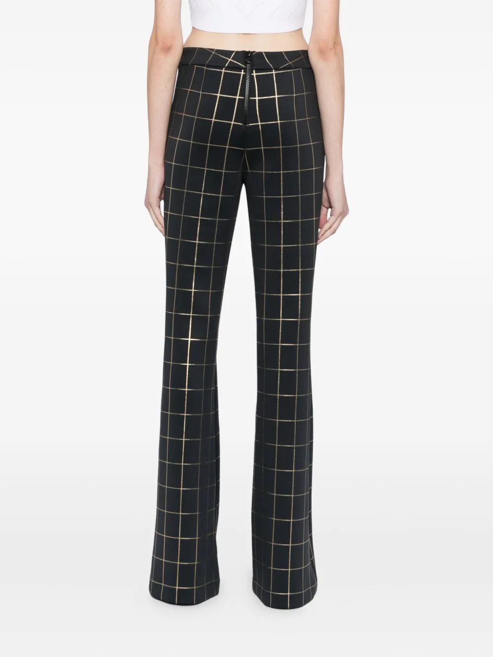Cynthia Rowley Checked Flared Trousers In Black
