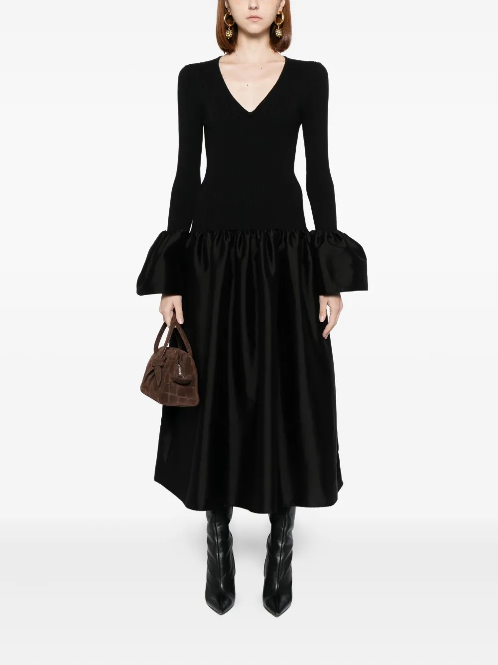 Cynthia Rowley Flared-sleeves Dress In Black