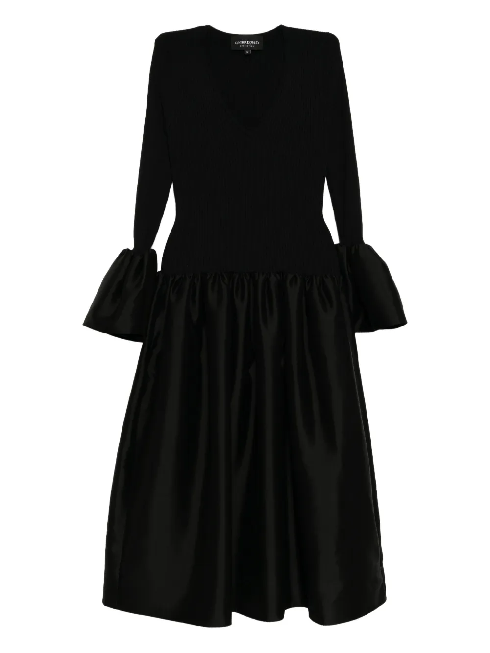 Cynthia Rowley Flared-sleeves Dress In Black