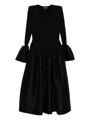 P.a.r.o.s.h Belted Flared Dress - Black
