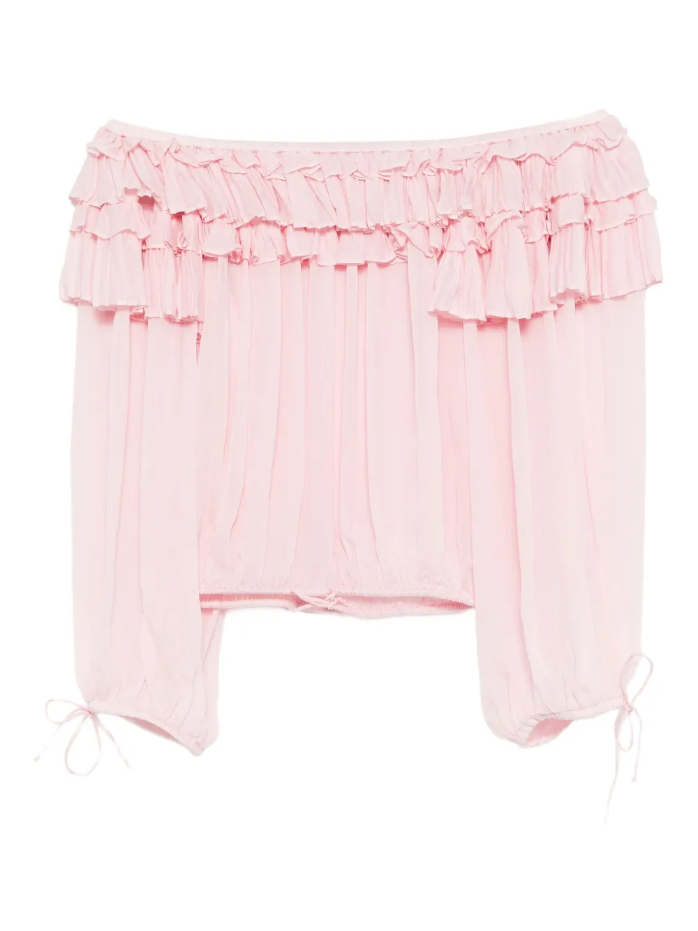 Cynthia Rowley Off Shoulder Ruffle Blouse In Pink