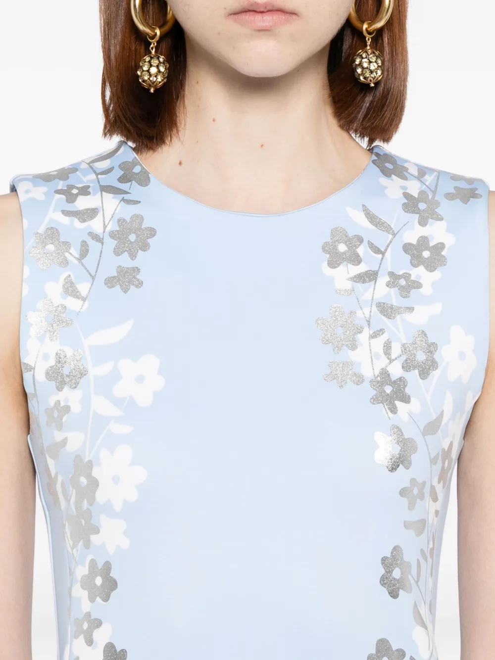 Cynthia Rowley Floral-print Midi Dress In Blue