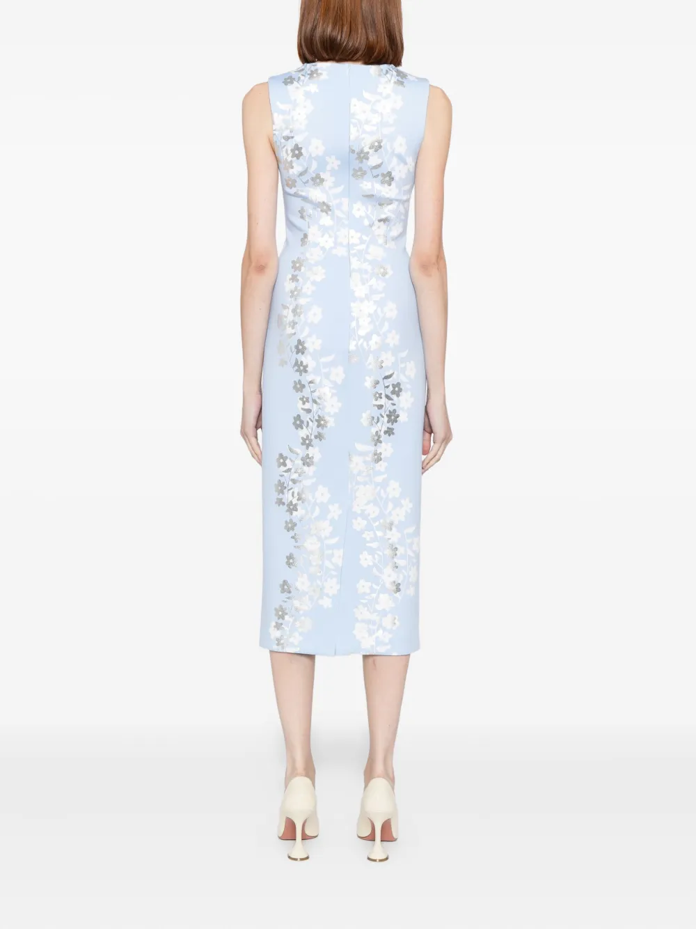 Cynthia Rowley Floral-print Midi Dress In Blue