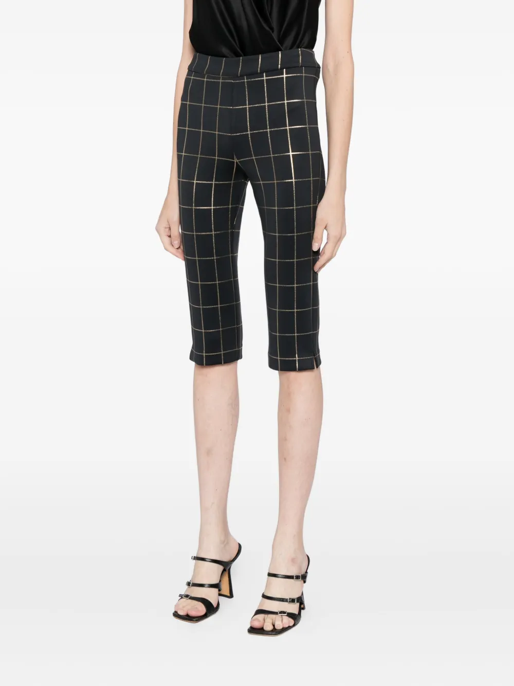 Cynthia Rowley Geruite capri shorts Zwart