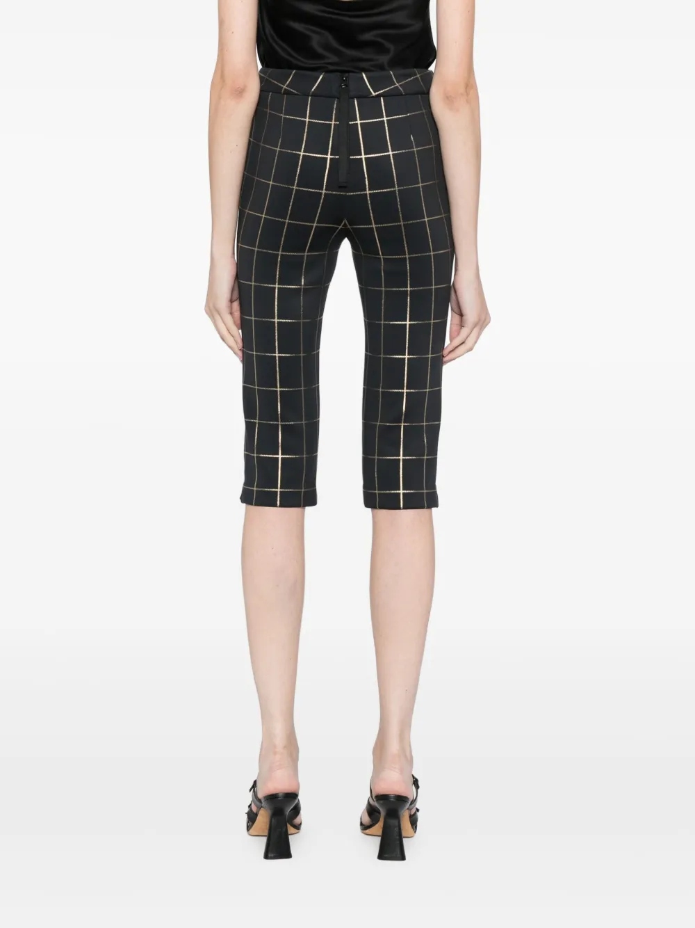 Cynthia Rowley Geruite capri shorts Zwart