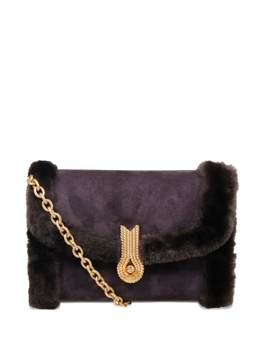 Amato Daniele Fur-trim Chain Satchel In Purple