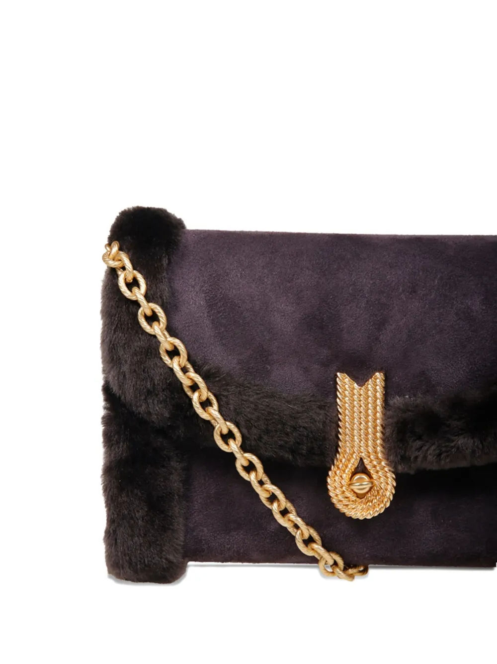 Amato Daniele Fur-trim Chain Satchel In Purple