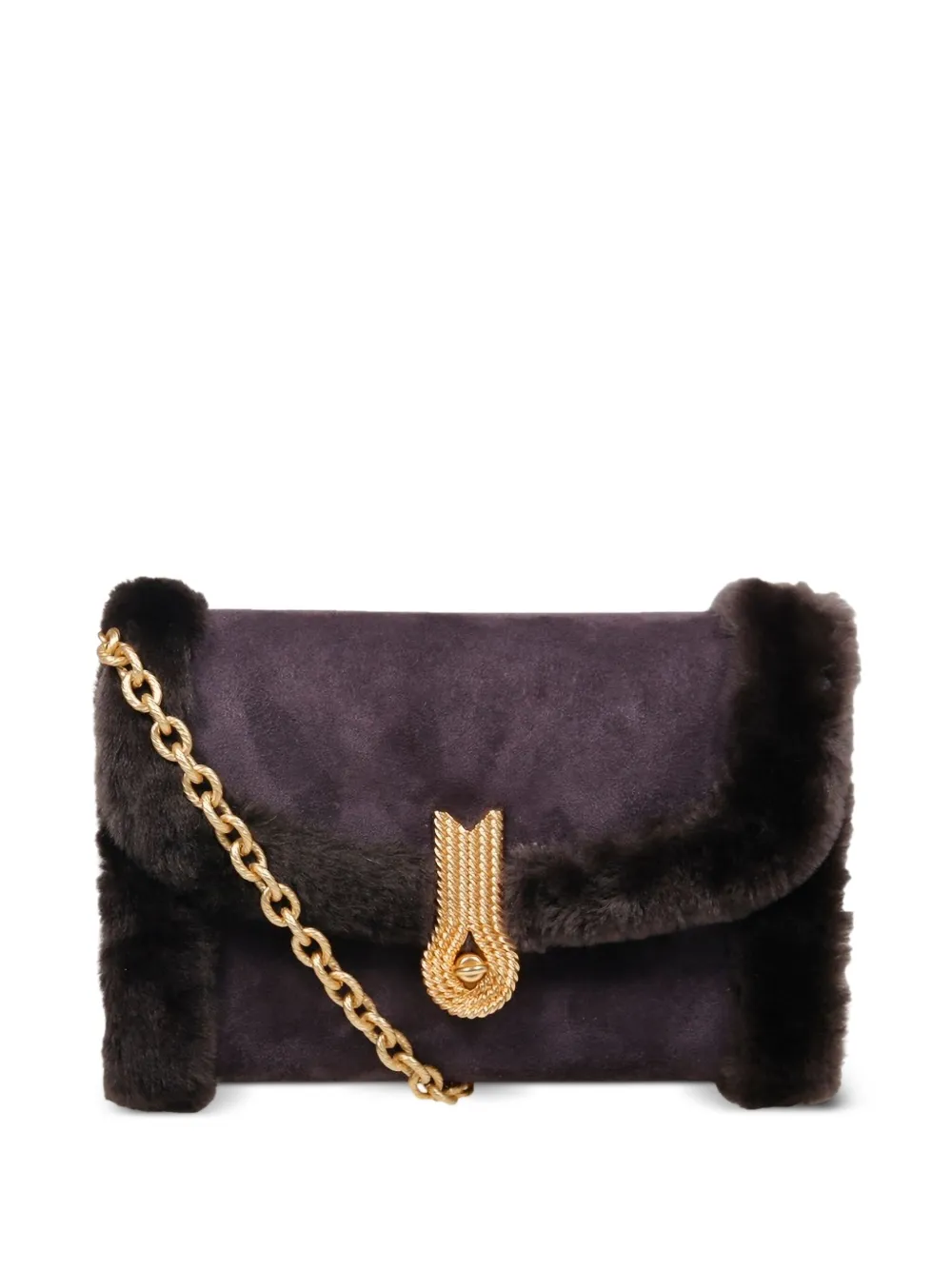 amato daniele fur-trim chain satchel | Purple | Image 1