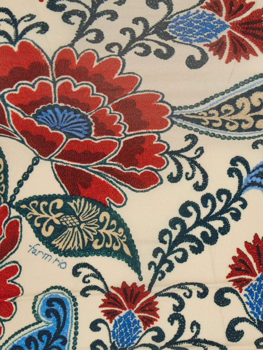 Farm Rio Francesca High-neck Floral Blouse In Multi