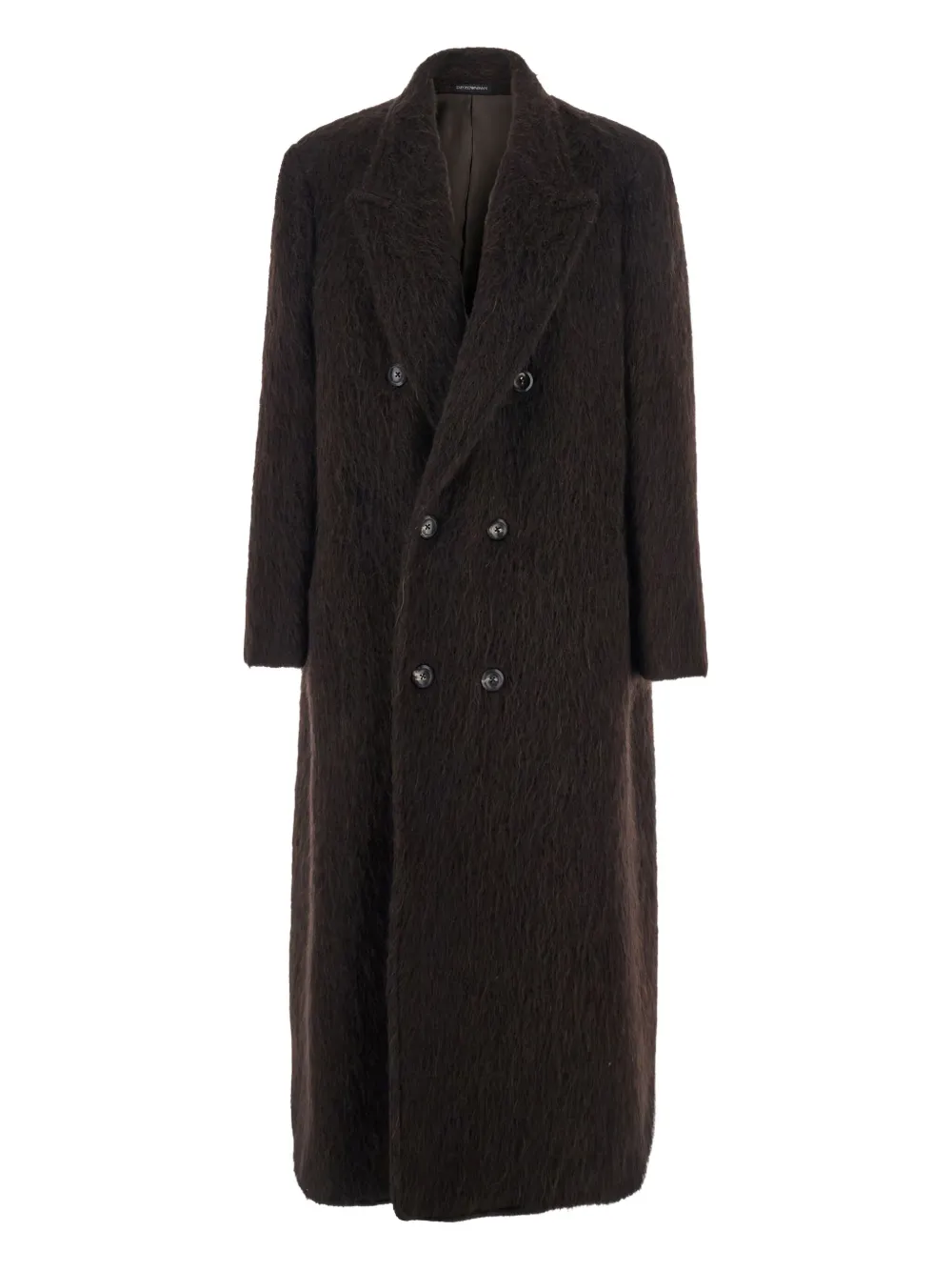 Emporio Armani Geborstelde mantel met dubbele rij knopen Bruin