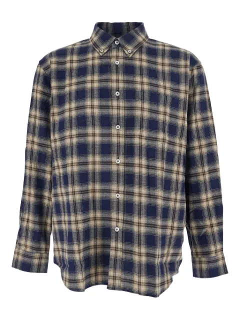 DUNST logo-patch striped shirt