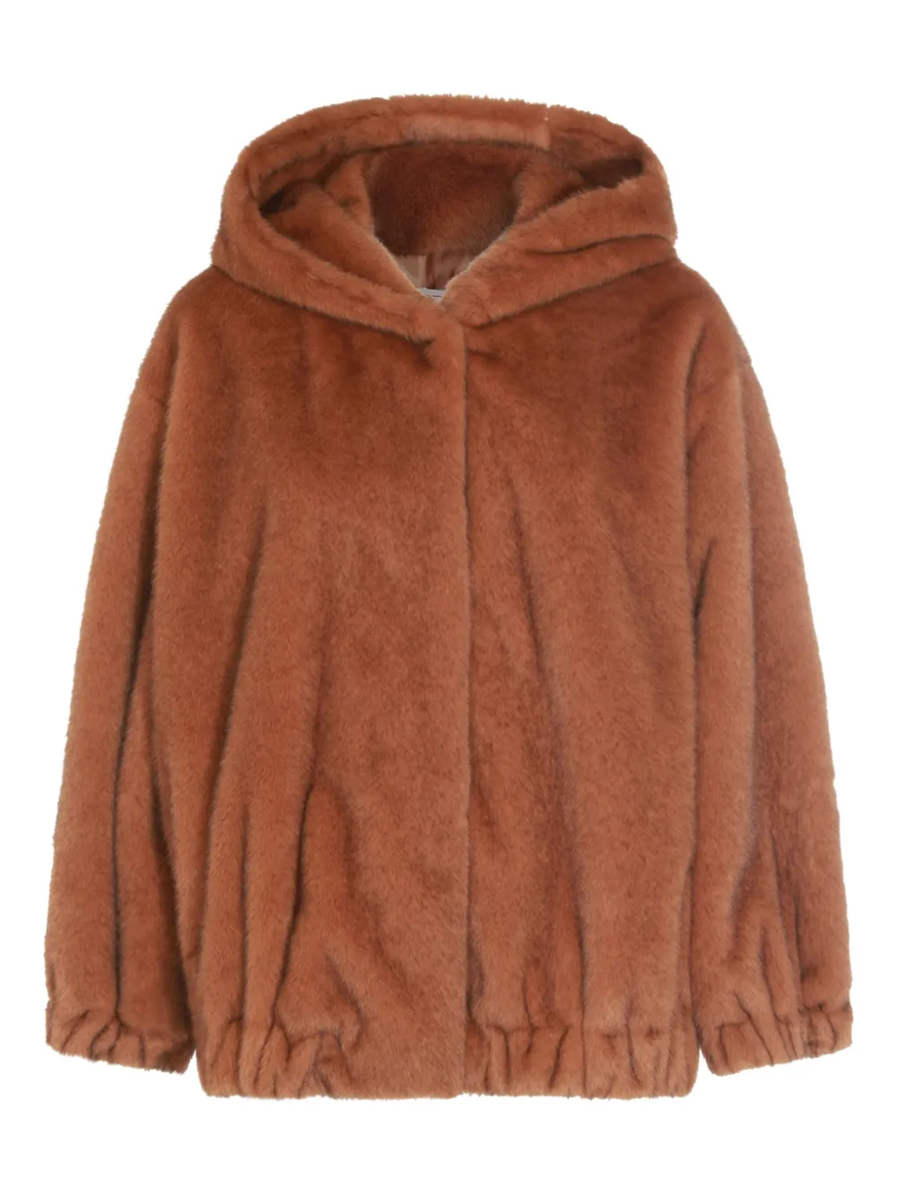 Antonelli Long-sleeved Hooded Fur Coat In Brown