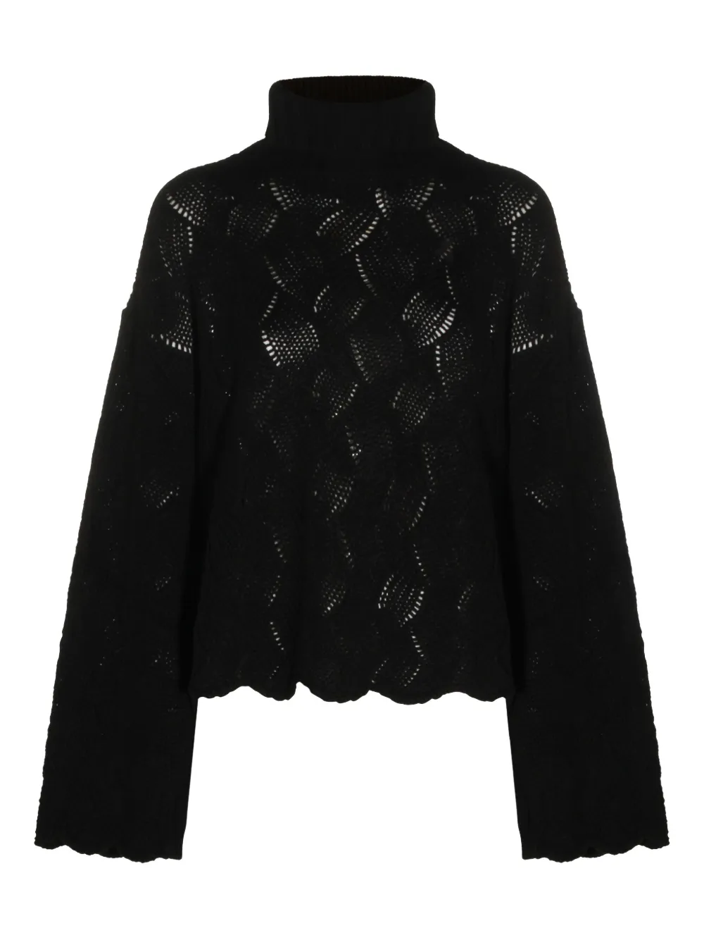 Twinset Openwork Scalloped Sweater In Black