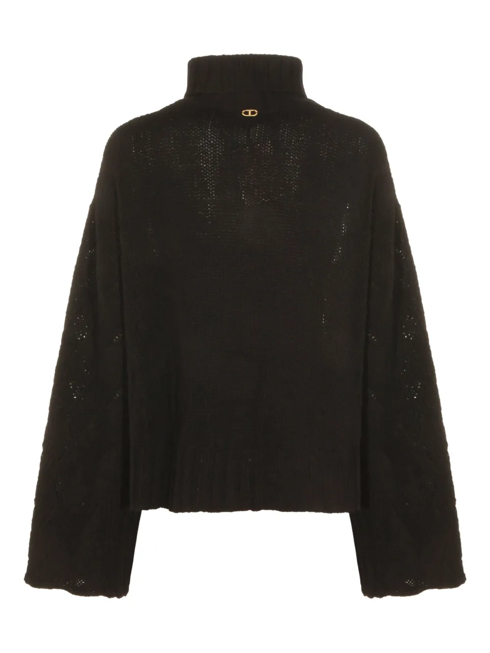Twinset Openwork Scalloped Sweater In Black