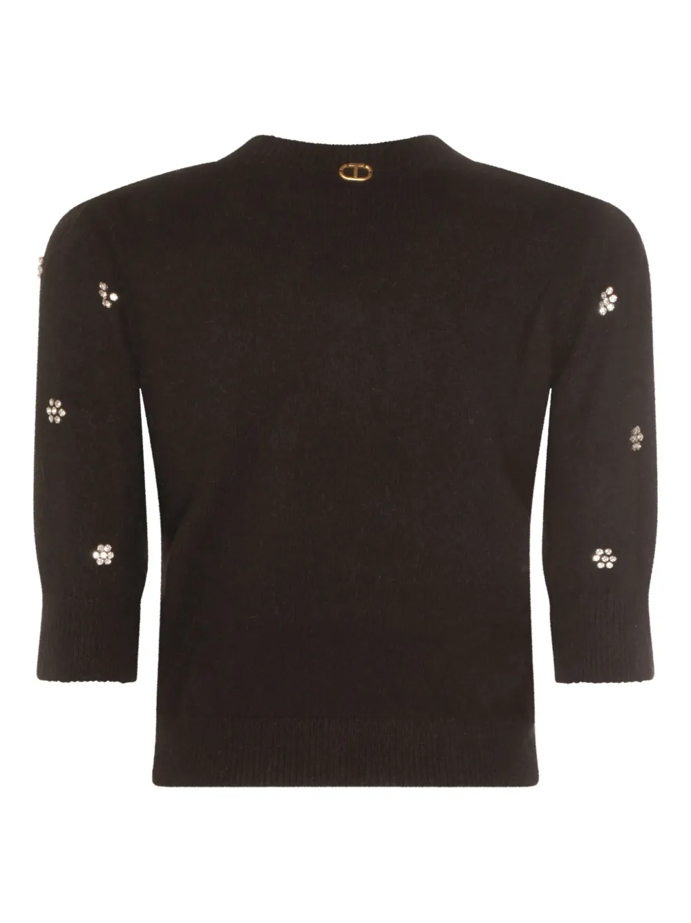 Twinset Embellished Round-neck Sweater In Black