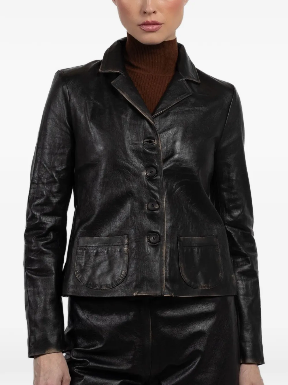 Giorgio Brato x Jade button-front leather jacket - Nero