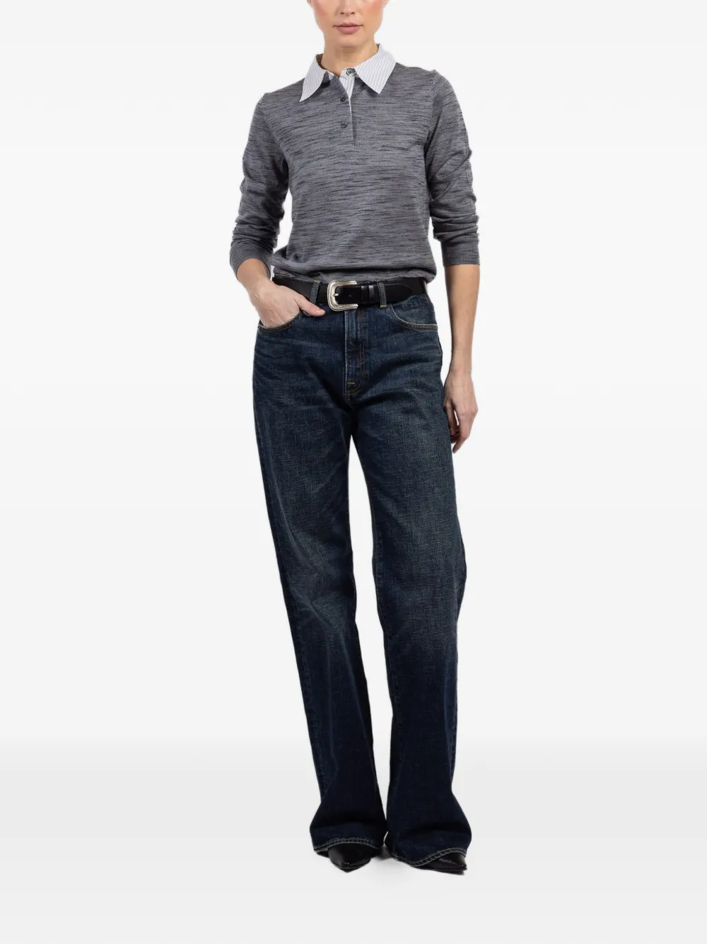 WE-AR4 The Charlie long-sleeves polo top - Grijs