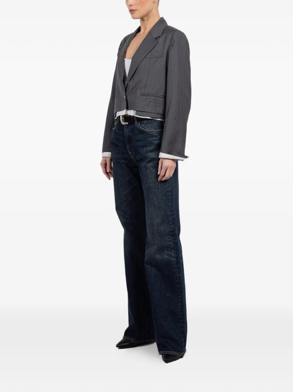 The Cocktail Pinstripe-Pattern Cropped Jacket