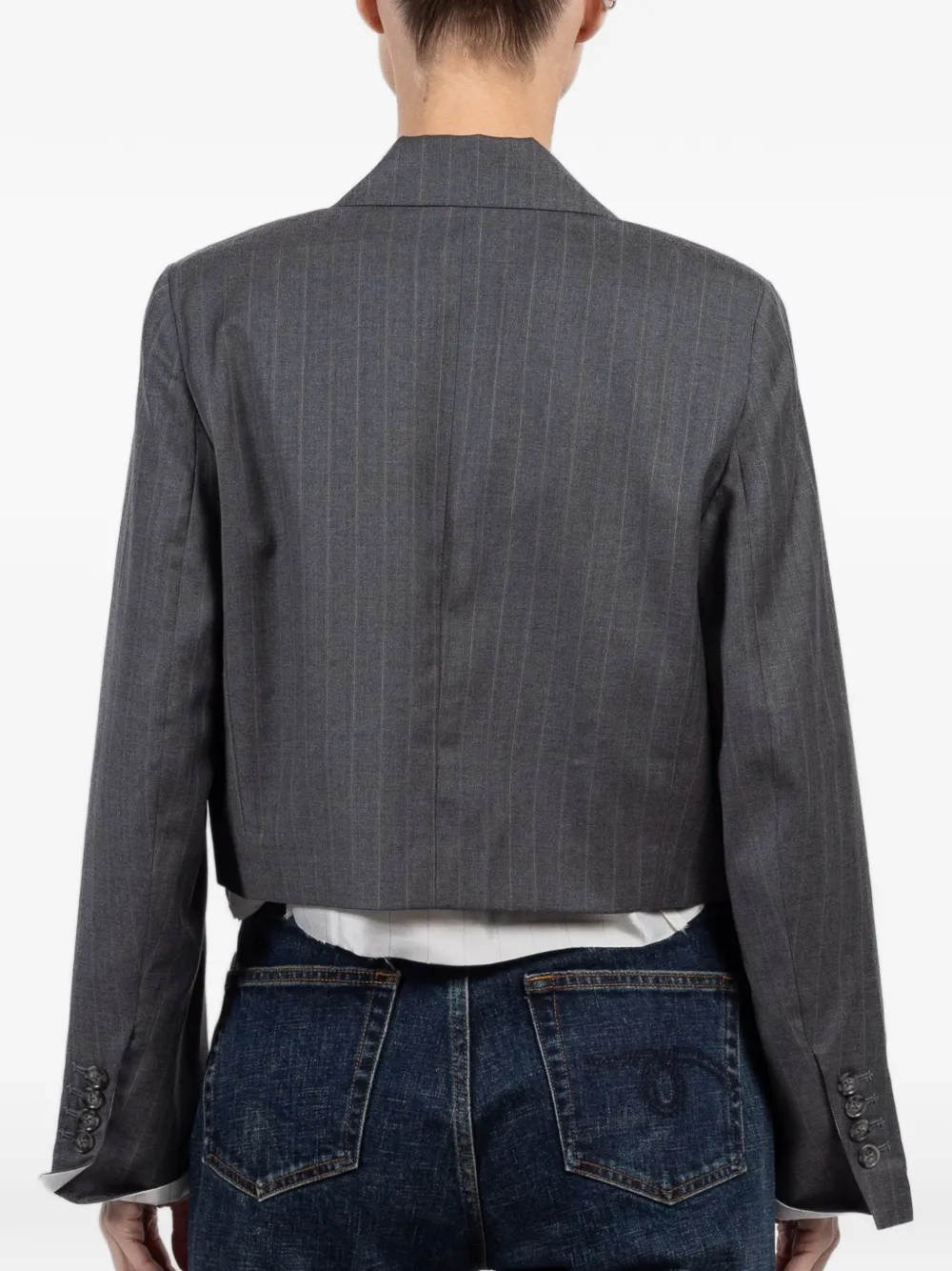 The Cocktail Pinstripe-Pattern Cropped Jacket