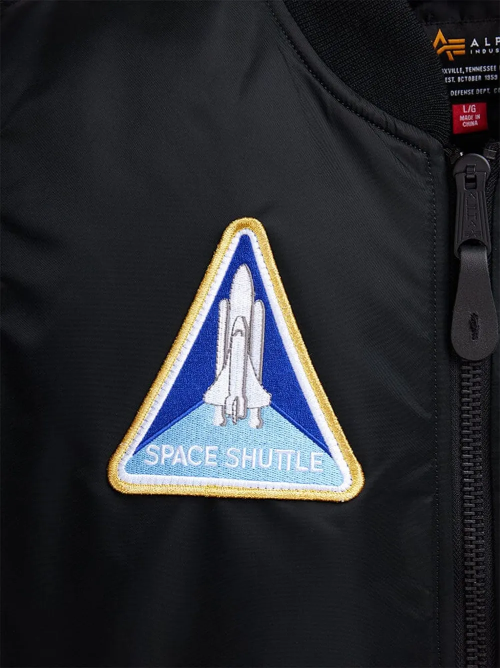 Alpha Industries MA-1 jack met NASA-patch Zwart