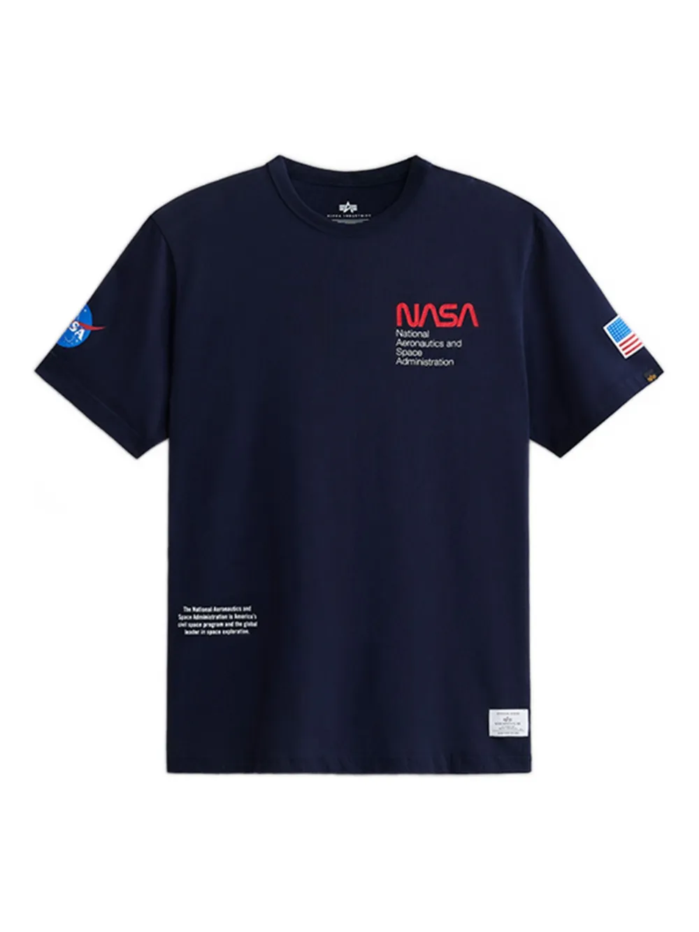Alpha Industries Nasa-logo Crew-neck T-shirt In Blue