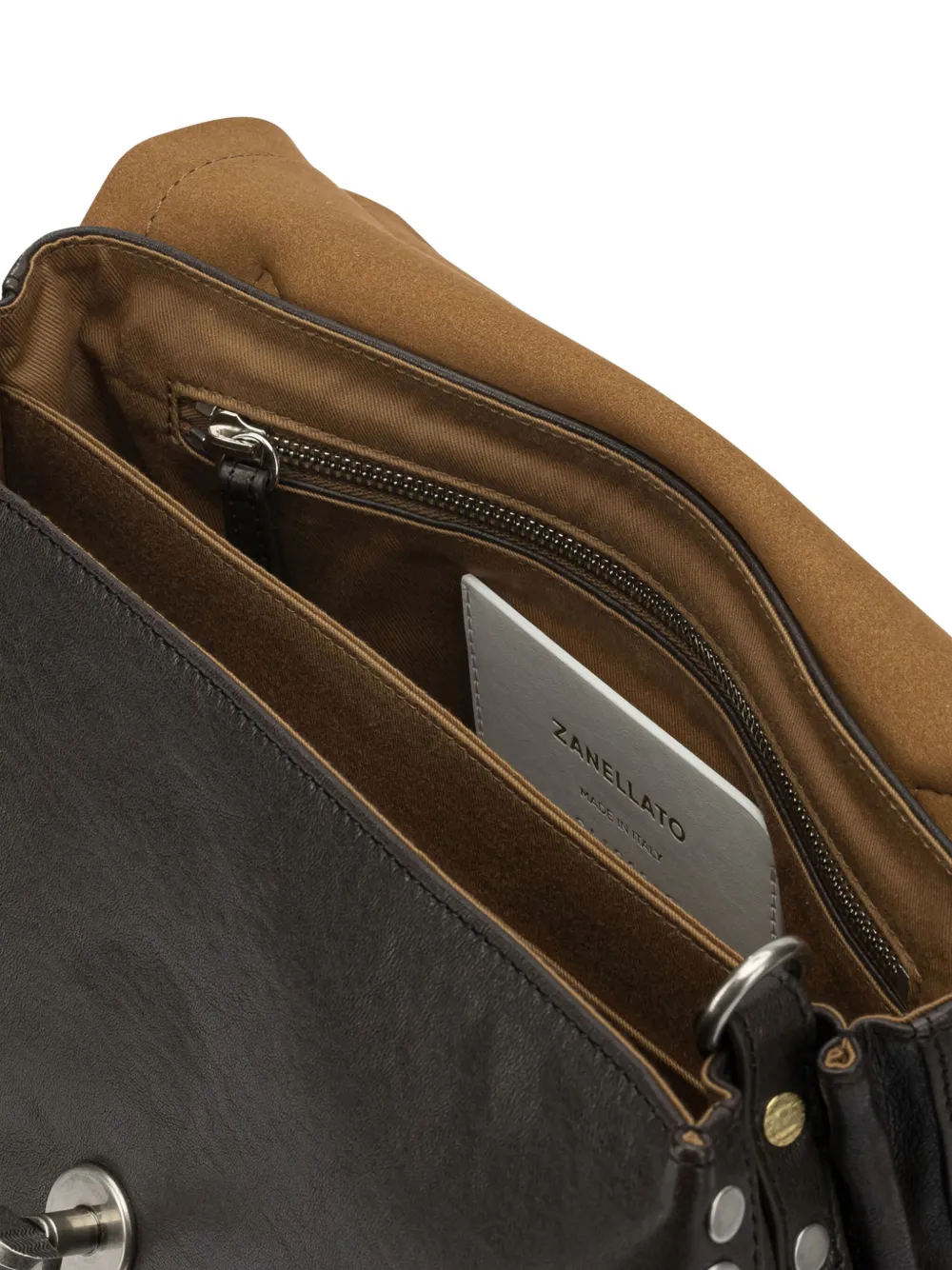 Zanellato Tas met draaislot en studs Bruin