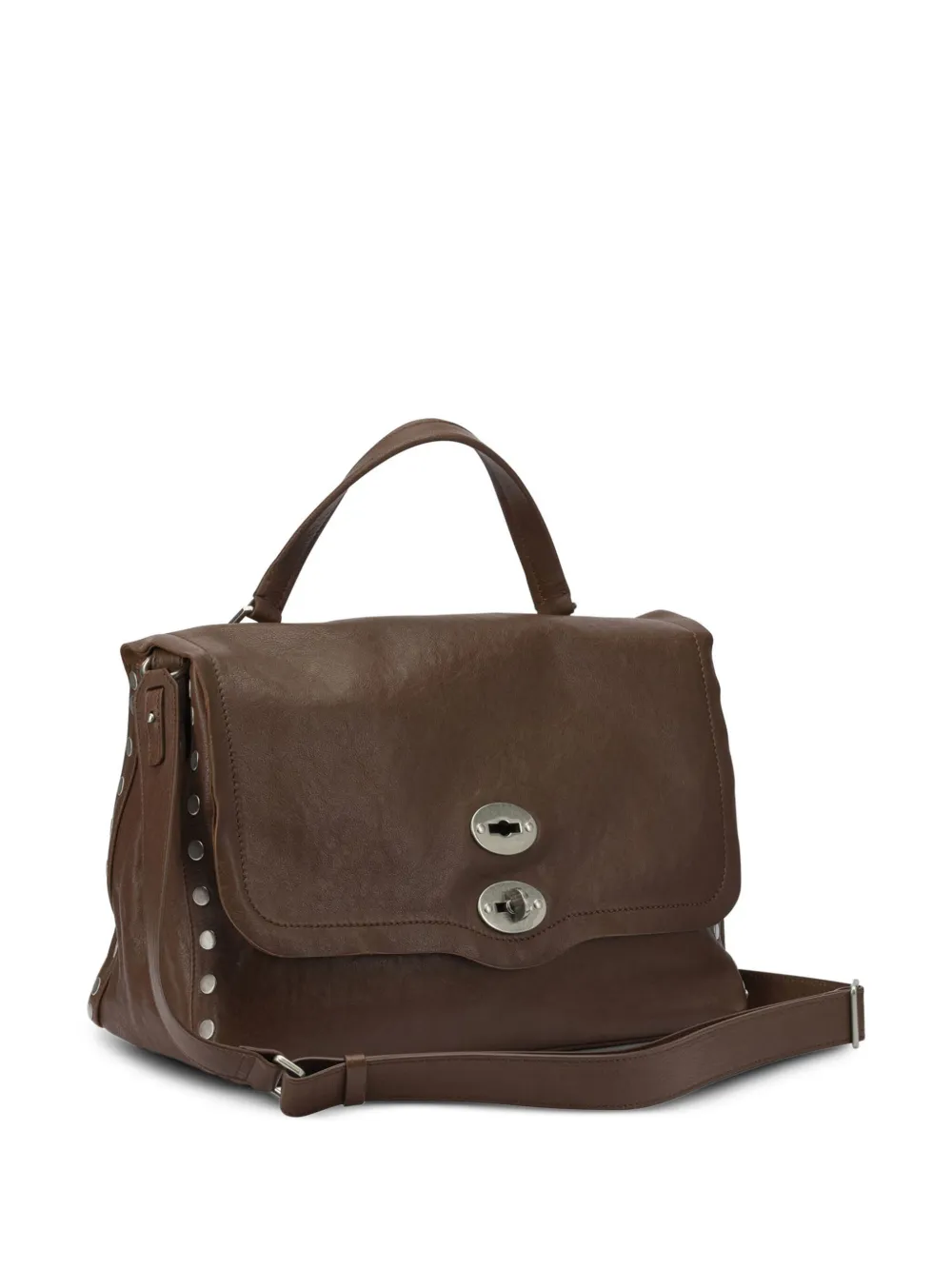 Zanellato Shopper met draaislot en studs Bruin