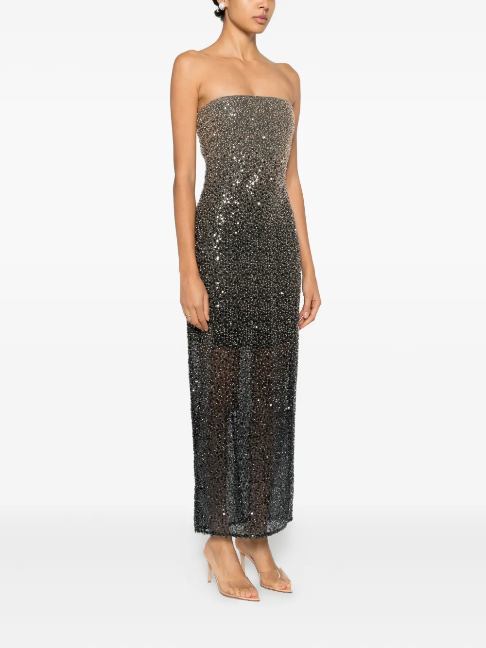Rotate Birger Christensen Beaded Maxi Dress In Brown