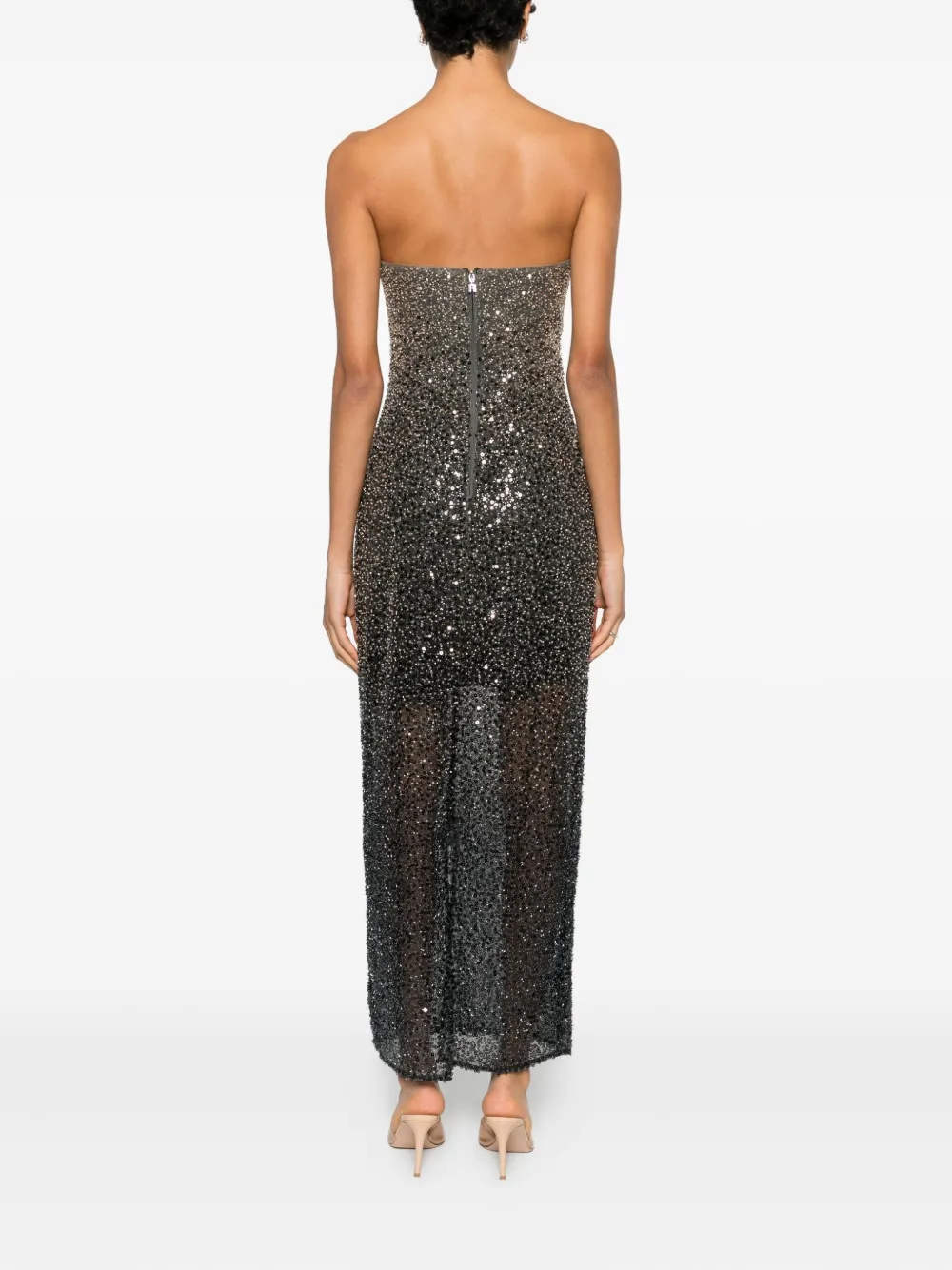 Rotate Birger Christensen Beaded Maxi Dress In Brown