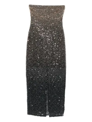 rotate beaded strapless maxi dress Beaded Maxi Tube Dress Creme White