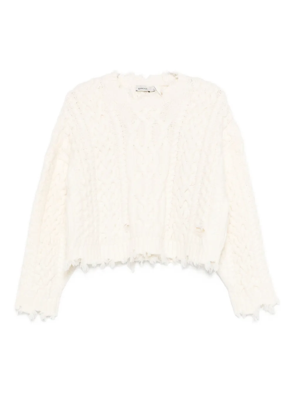 Simkhai Felix Cable-knit Frayed Knitwear In White