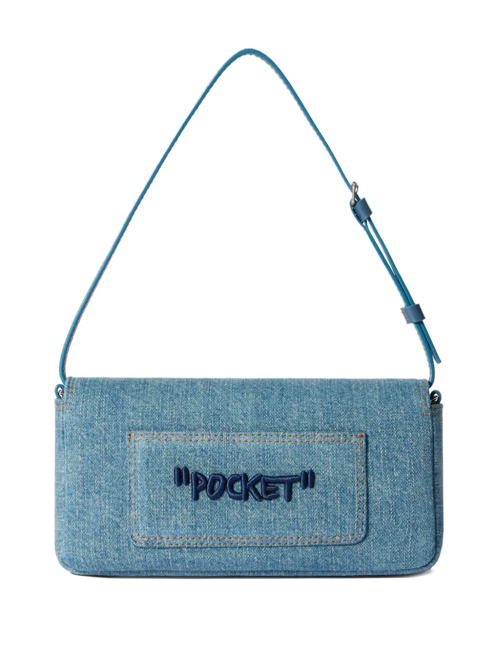 Off-White Jitney 0.7 denim arrow bag - Blauw