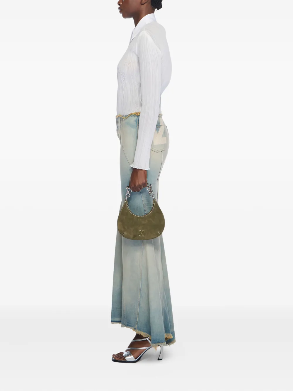 Off-White Hemisphere suede tote bag - Groen