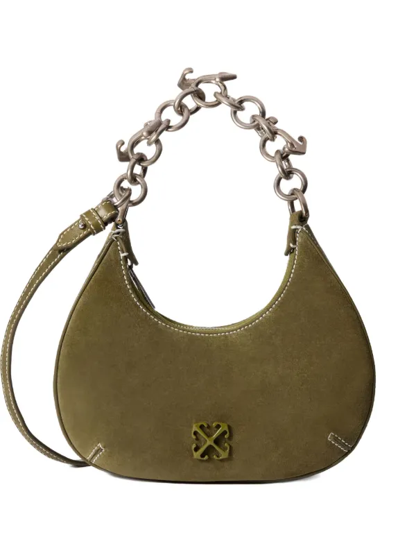 Off-White Hemisphere Suede Tote Bag in Green