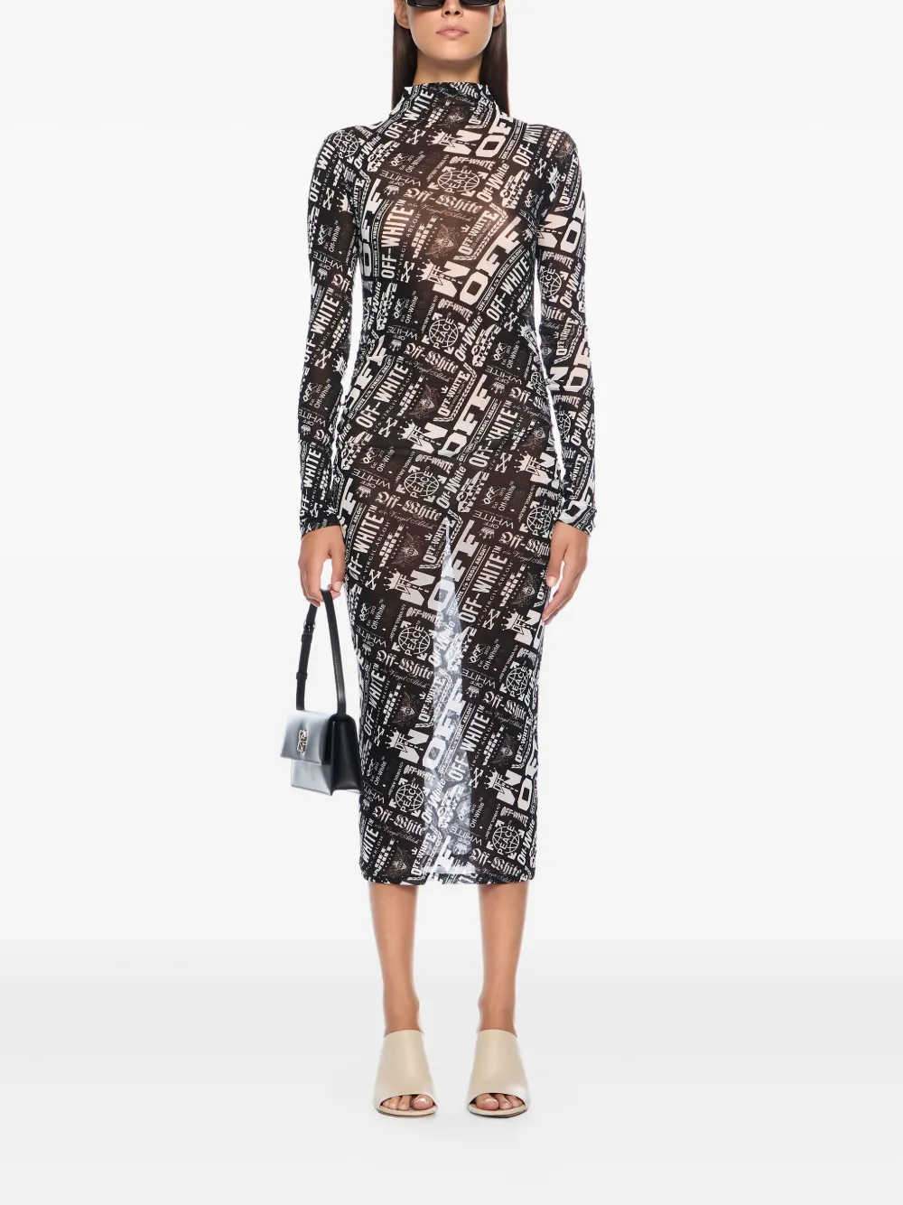 Off-White mesh multilogo dress - Zwart