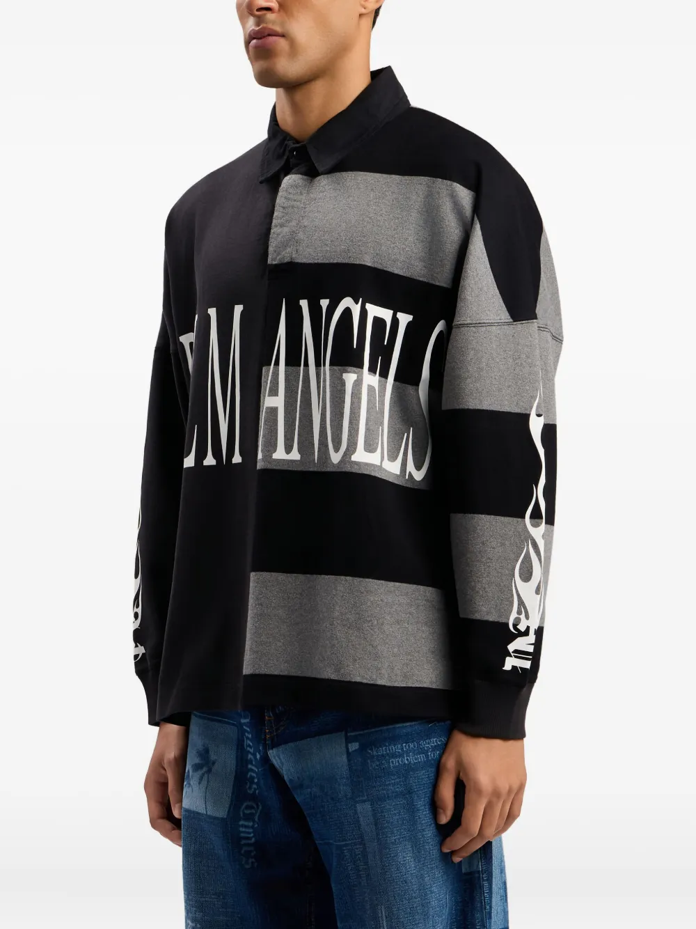 Palm Angels Poloshirt met patchwork logo en print Zwart