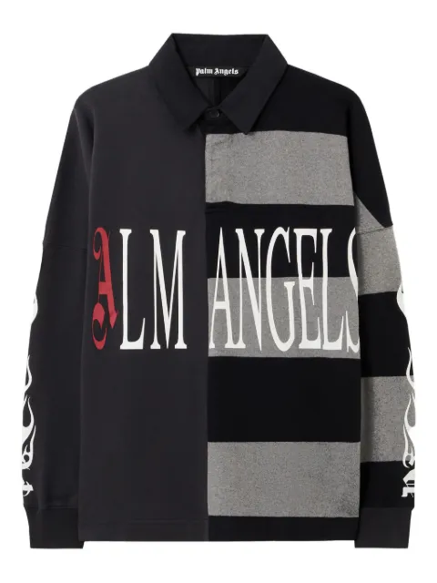 Palm Angels patchwork logo flames flag polo shirt