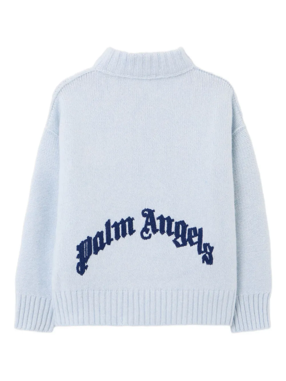 Palm Angels Kids Trui met ronde hals en gewelfd logo Blauw