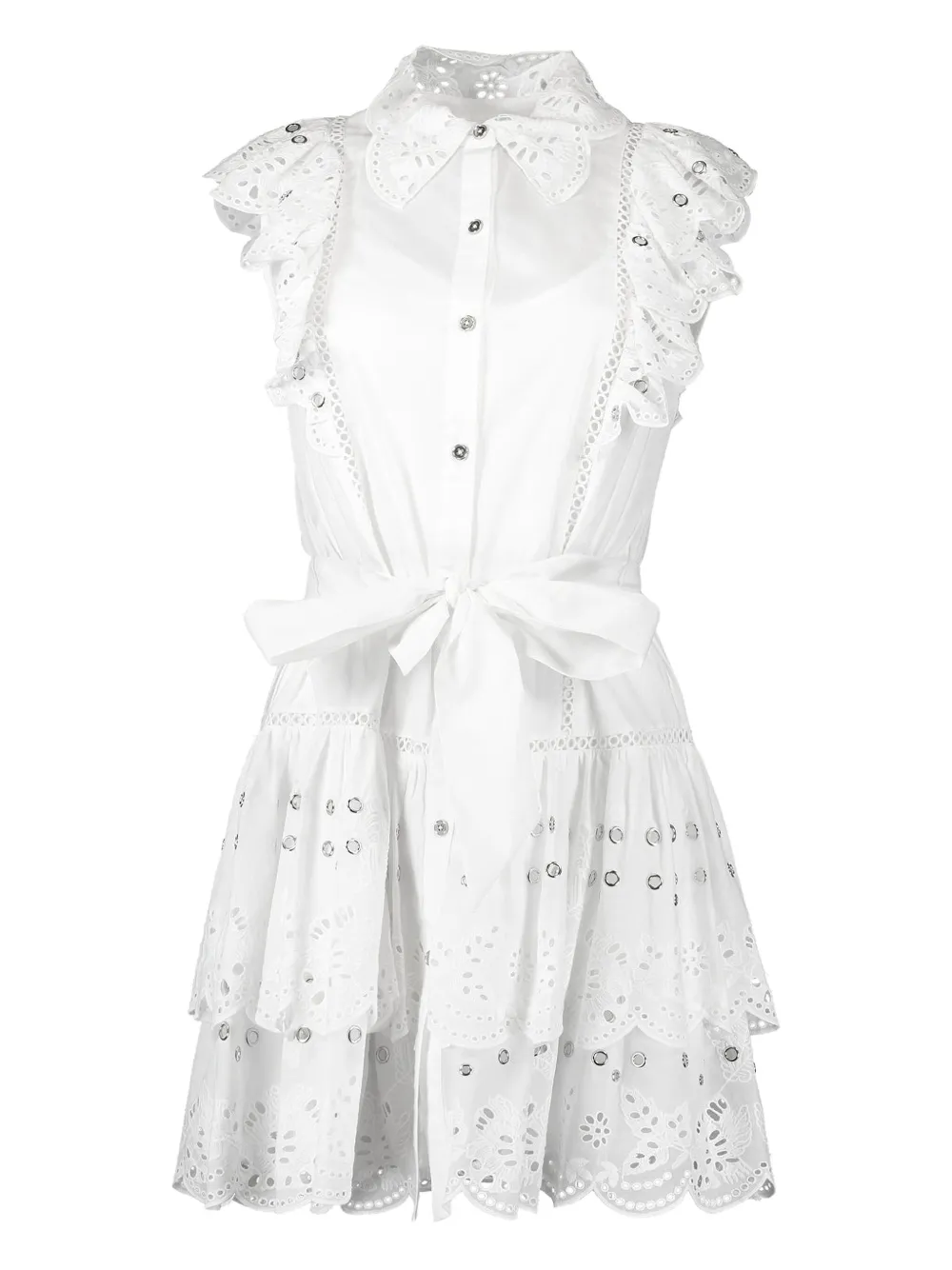 Christy Lynn Tyler Ruffled-eyelet Mini Dress In White