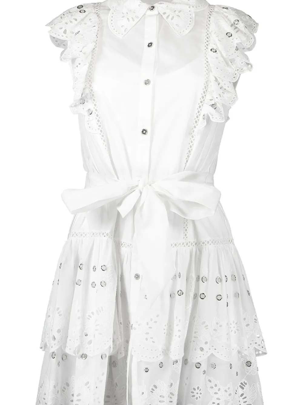 Christy Lynn Tyler ruffled-eyelet mini dress - Wit
