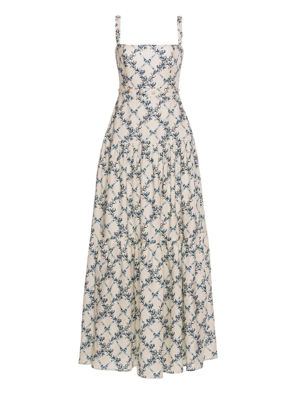 Agua By Agua Bendita Lima Gloriosa Floral Maxi Dress In Neutral