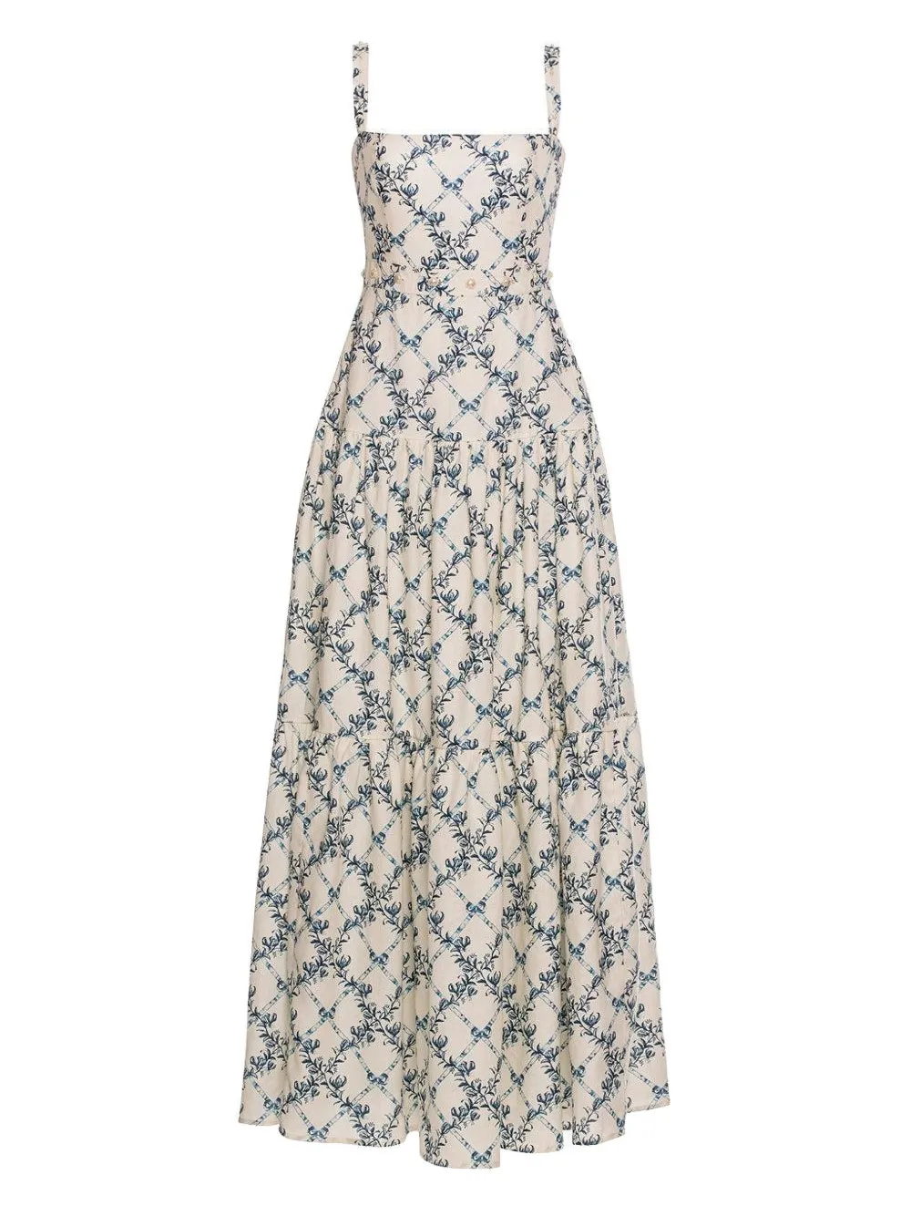 Agua By Agua Bendita Lima Gloriosa floral maxi dress - Beige