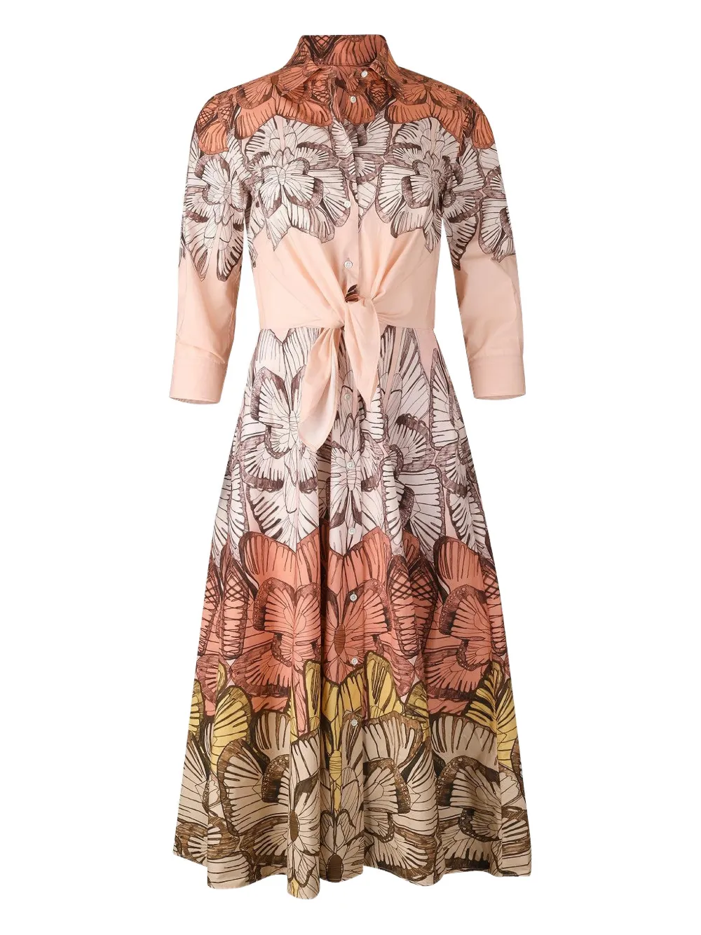 Sara Roka Dralla tie front floral dress - Nude