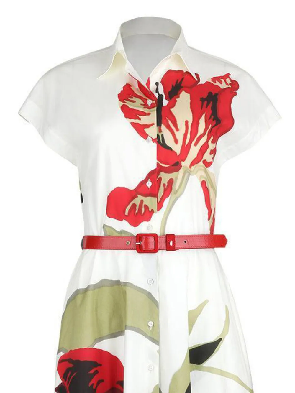 Sara Roka Elodie maxi-jurk met bloemenprint en knopen - Wit