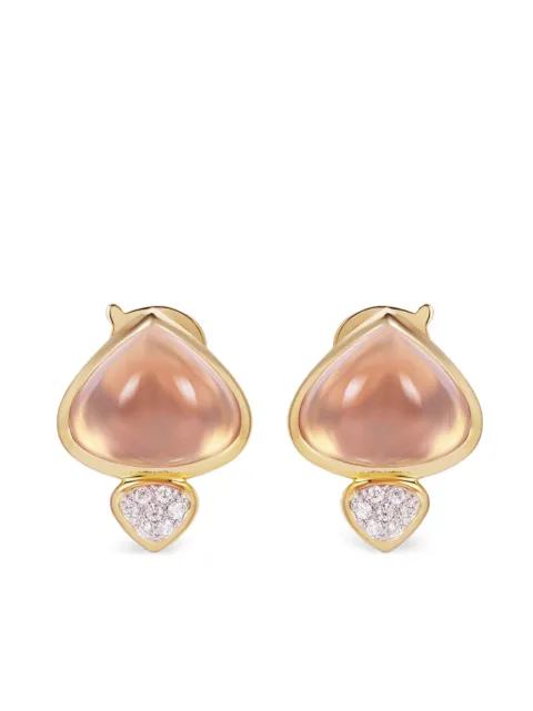 MARINA B 18K yellow gold Trisolina quartz and diamond earrings
