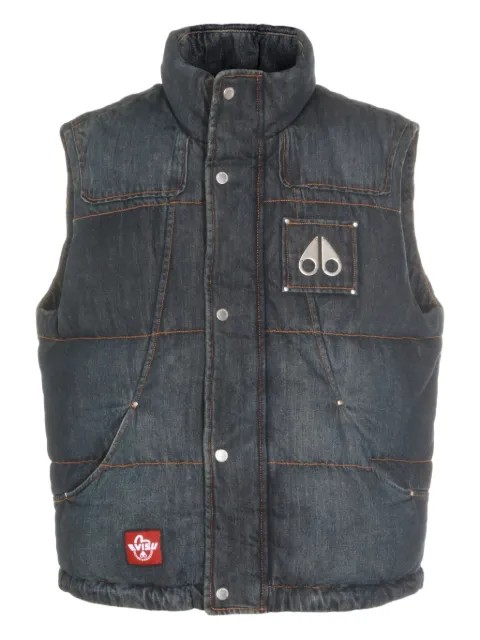 Moose Knuckles x Evisu padded logo appliqué denim vest